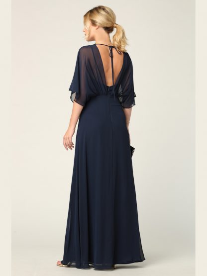 3338- Draped Sleeve Chiffon Gown - Image 7