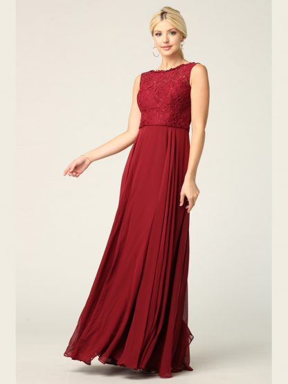 3299 - Sleeveless Lace And Chiffon Bm Dress - Image 20