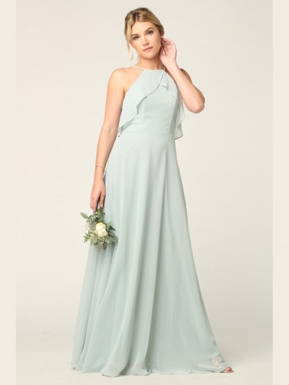 3315 - Ruffle Halter Chiffon Bridesmaid Gown - Image 4