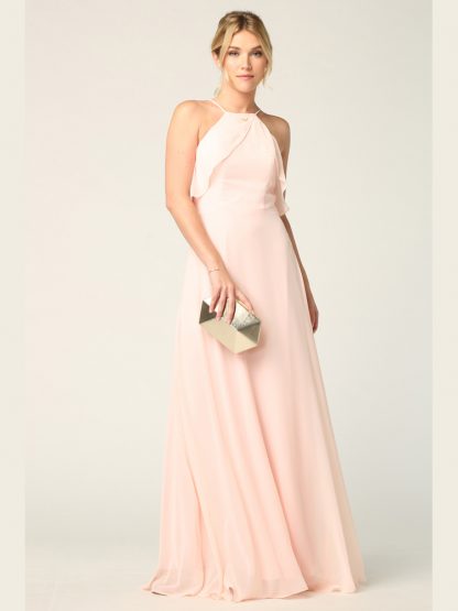 3315 - Ruffle Halter Chiffon Bridesmaid Gown - Image 6