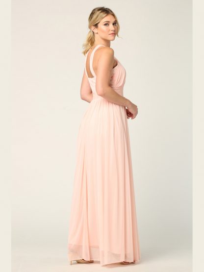 3206 | Twisted Halter Neckline Stretch Chiffon Gown - Image 2