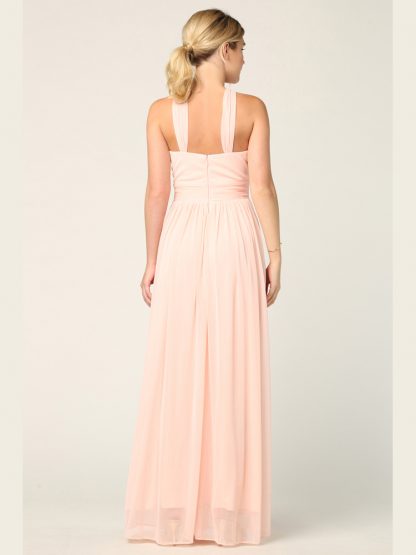 3206 | Twisted Halter Neckline Stretch Chiffon Gown - Image 3