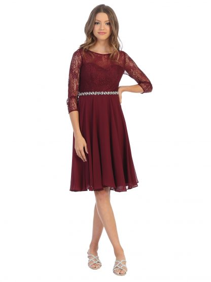 3340 - Short Dress W Belt 3/4 Sleeve - Image 6