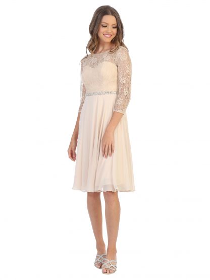 3340 - Short Dress W Belt 3/4 Sleeve - Image 5