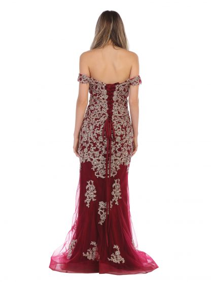 5154 - Off Shoulder Fit and Flare Gown With Appliques - Image 12