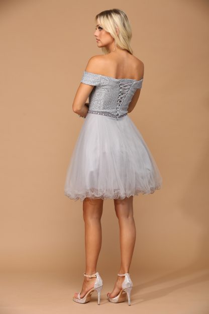 3325 - Mini Shoulder Lace and Tulle Dress - Image 5
