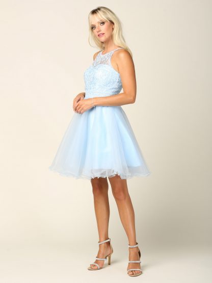 5210 - Tulle Embroidered Dress W Corset Back - Image 5