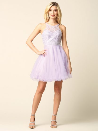 5210 - Tulle Embroidered Dress W Corset Back - Image 8