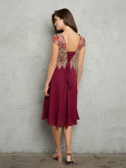5217 - Knee Length Chiffon Gown with Embellishment - Image 3
