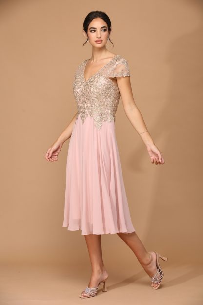5217 - Knee Length Chiffon Gown with Embellishment - Image 9