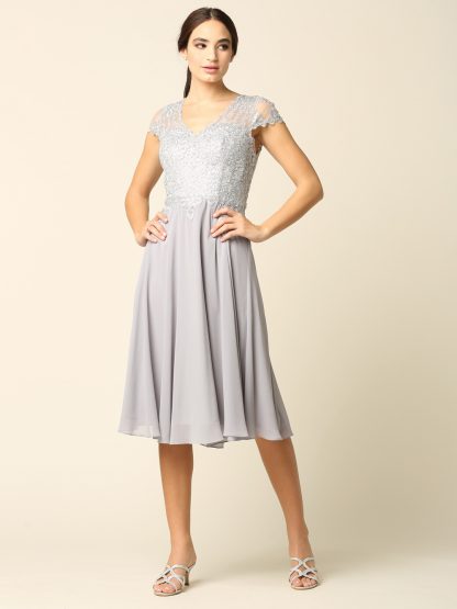 5217 - Knee Length Chiffon Gown with Embellishment - Image 4