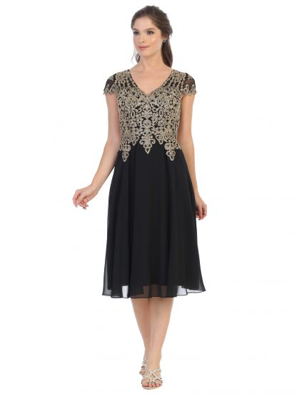 5217 - Knee Length Chiffon Gown with Embellishment - Image 6