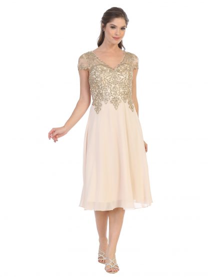 5217 - Knee Length Chiffon Gown with Embellishment - Image 7