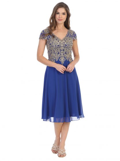 5217 - Knee Length Chiffon Gown with Embellishment - Image 5