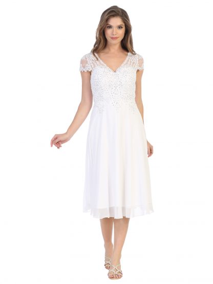 5217 - Knee Length Chiffon Gown with Embellishment - Image 8