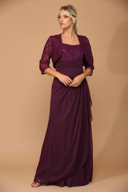 3094-1 | Mama 2pc Stretch Chiffon Set with Lace Jacket - Image 5