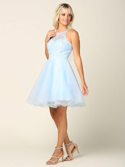 5210 - Tulle Embroidered Dress W Corset Back - Image 6