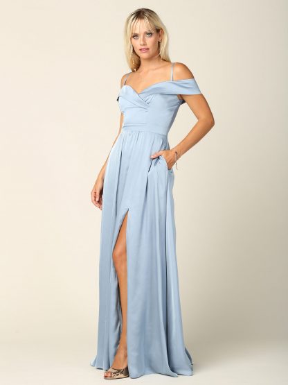 3355 - Off Shoulder A-Line Gown with Slit - Image 4