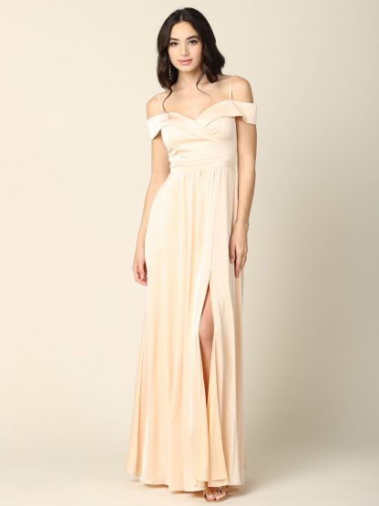 3355 - Off Shoulder A-Line Gown with Slit - Image 6