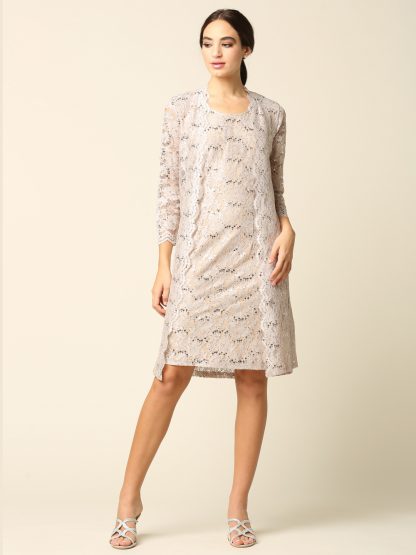 3365 - 2PC Mama Mini Lace Set with Long Jacket - Image 5