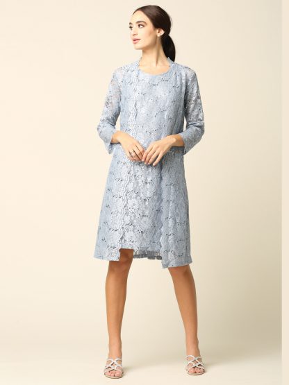 3365 - 2PC Mama Mini Lace Set with Long Jacket - Image 9