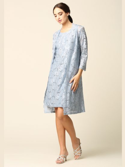 3365 - 2PC Mama Mini Lace Set with Long Jacket - Image 8