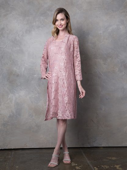 3365 - 2PC Mama Mini Lace Set with Long Jacket - Image 3