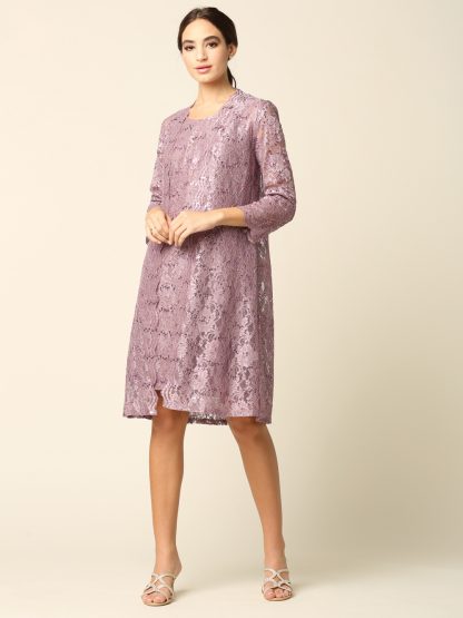 3365 - 2PC Mama Mini Lace Set with Long Jacket - Image 4