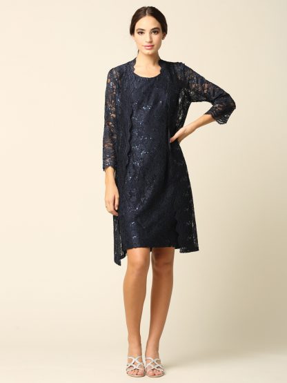 3365 - 2PC Mama Mini Lace Set with Long Jacket - Image 7