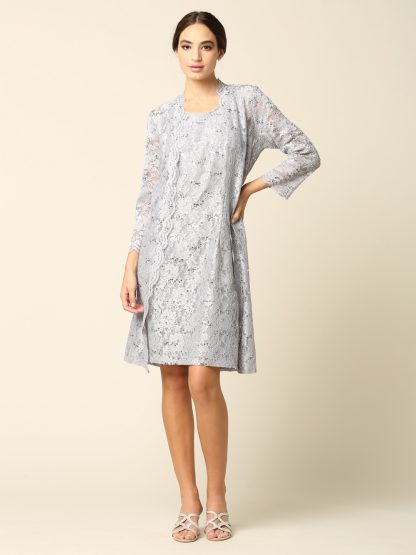 3365 - 2PC Mama Mini Lace Set with Long Jacket - Image 2