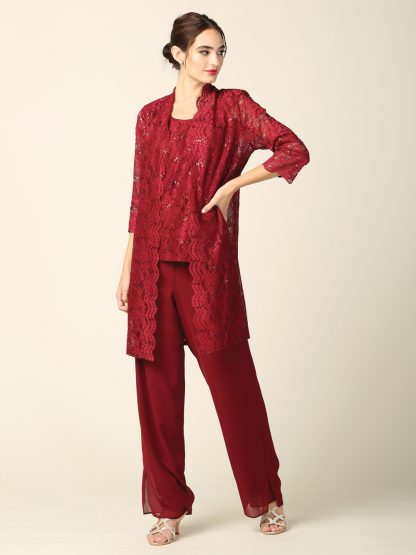 3366 - 3-PC Pebble GGT Pants Set with Lace Tank & Jacket - Image 7