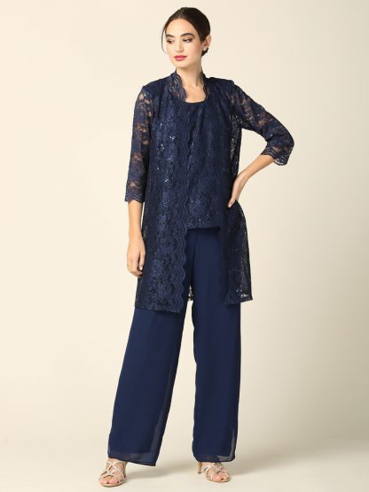 3366 - 3-PC Pebble GGT Pants Set with Lace Tank & Jacket - Image 8