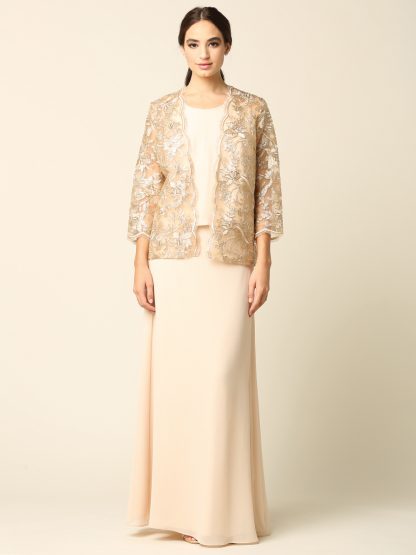 3369 - 3-PC Pebble GGT Skirt & Tank Set with Lace Embroidery Jacket - Image 3