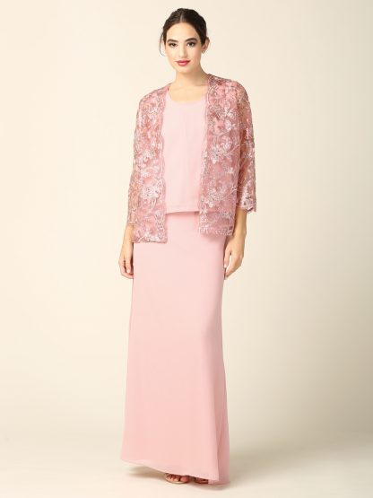 3369 - 3-PC Pebble GGT Skirt & Tank Set with Lace Embroidery Jacket - Image 4