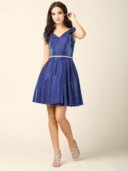 3371 - Mini Off Shoulder Glitter with Diamond Belt Attached - Image 16