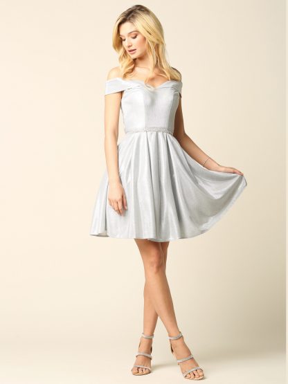 3371 - Mini Off Shoulder Glitter with Diamond Belt Attached - Image 15