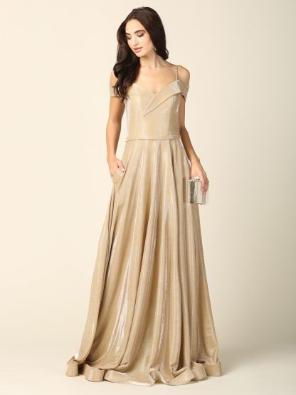 3373 - Long Glitter Off Shoulder A-Line Ball Gown - Image 15