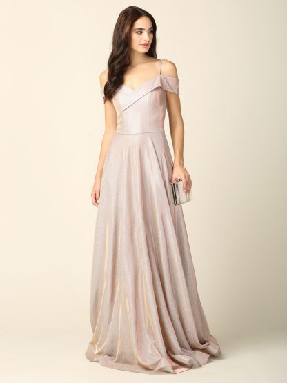 3373 - Long Glitter Off Shoulder A-Line Ball Gown - Image 11