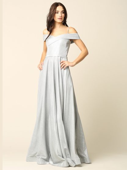 3373 - Long Glitter Off Shoulder A-Line Ball Gown - Image 12