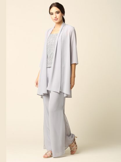 3383 - 3-PC Pebble GGT Jacket & Pants Set with Lace Sequin Tank - Image 8