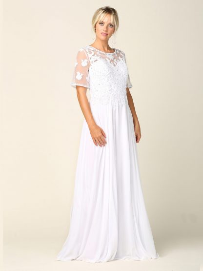 5221 - Mama Half Sleeve Lace Applique Chiffon Gown - Image 3