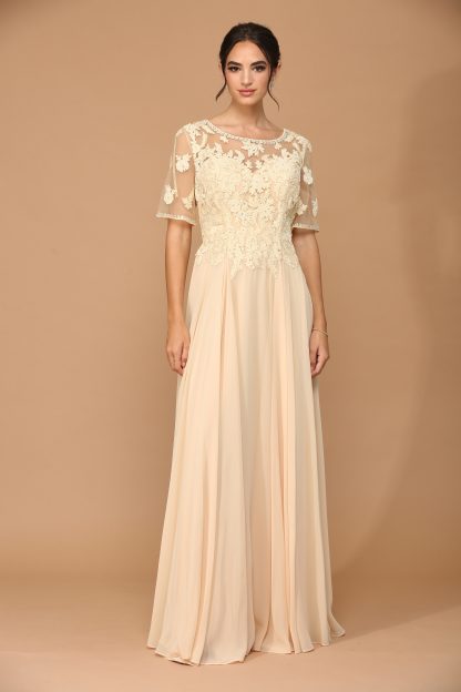 5221 - Mama Half Sleeve Lace Applique Chiffon Gown - Image 2