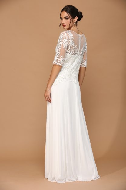 5222 - Mama Half Sleeve Embroidered Gown in Stretch Power Mesh - Image 4