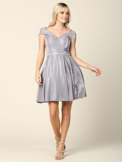 3371 - Mini Off Shoulder Glitter with Diamond Belt Attached - Image 6