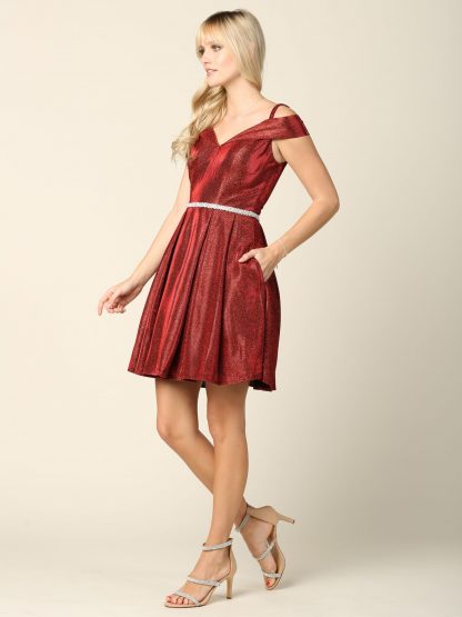 3371 - Mini Off Shoulder Glitter with Diamond Belt Attached - Image 10