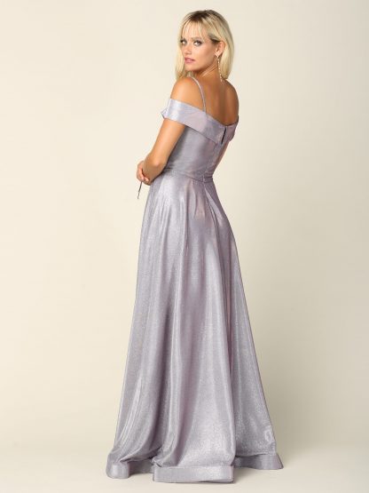 3373 - Long Glitter Off Shoulder A-Line Ball Gown - Image 10