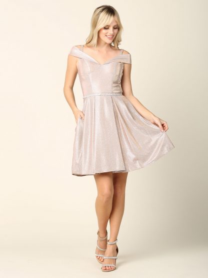 3371 - Mini Off Shoulder Glitter with Diamond Belt Attached - Image 12