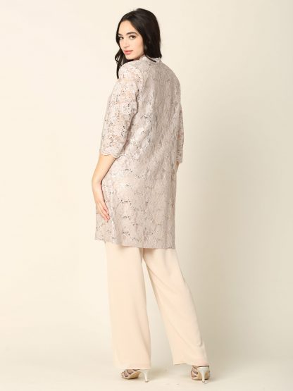 3366 - 3-PC Pebble GGT Pants Set with Lace Tank & Jacket - Image 4