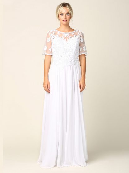 5221 - Mama Half Sleeve Lace Applique Chiffon Gown - Image 4