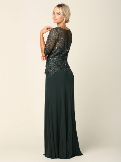 5222 - Mama Half Sleeve Embroidered Gown in Stretch Power Mesh - Image 10